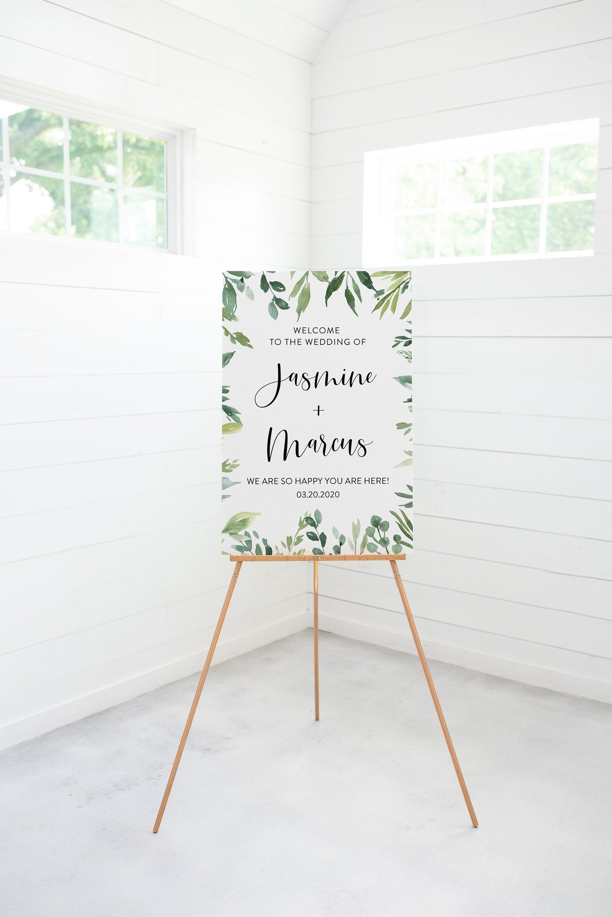 Wedding Printable Welcome Sign Editable Template Instant Download Greenery - Jasmine SIGNS | PHOTO BOOTH SAVVY PAPER CO