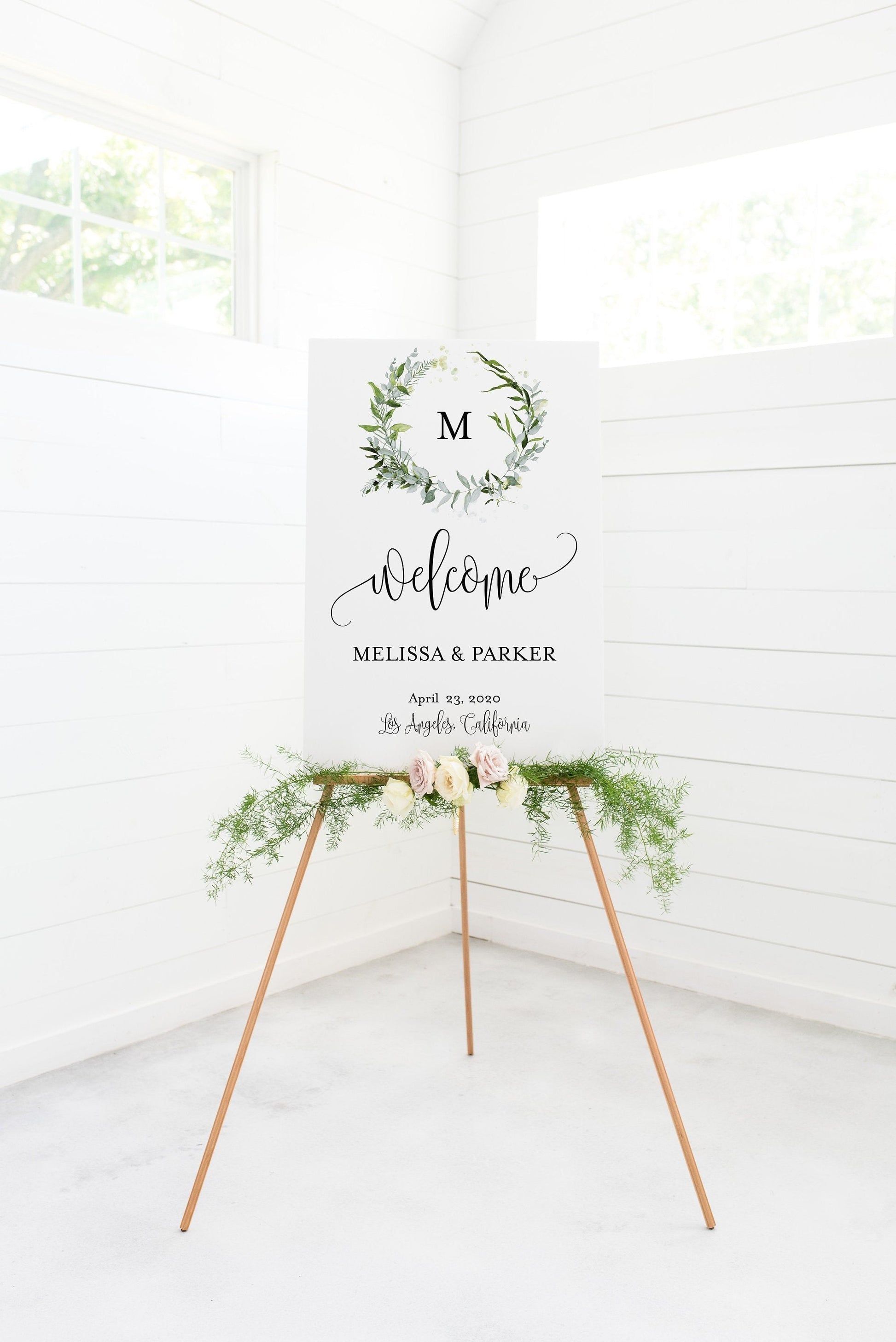 Wedding Printable Welcome Sign Editable Template Instant Download Greenery - Melissa SIGNS | PHOTO BOOTH SAVVY PAPER CO