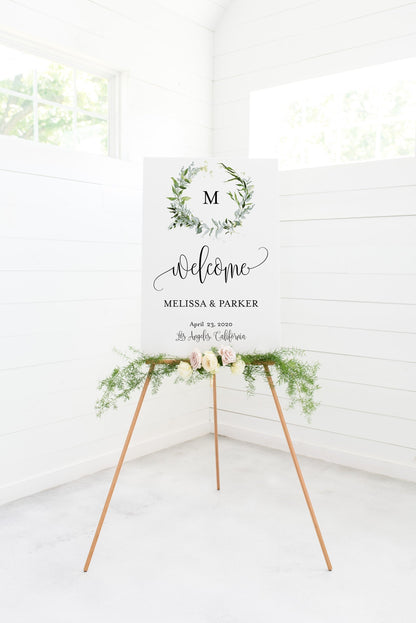 Wedding Printable Welcome Sign Editable Template Instant Download Greenery - Melissa SIGNS | PHOTO BOOTH SAVVY PAPER CO
