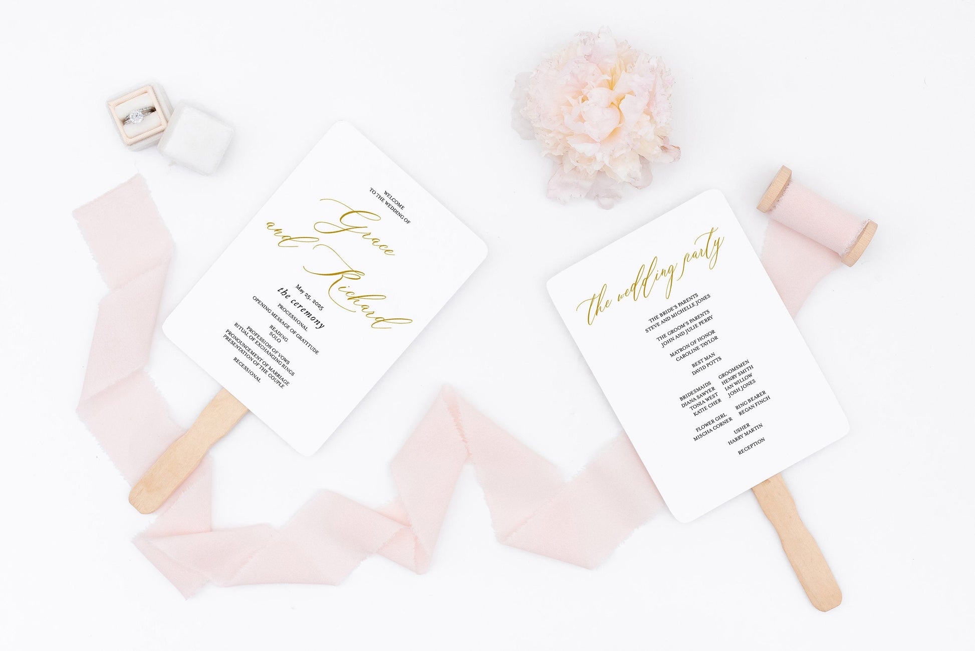 Wedding Program Fan Template Printable Ceremony Programs Editable Template Instant download - Grace MENU|PROGRAMS|TIMELINE SAVVY PAPER CO
