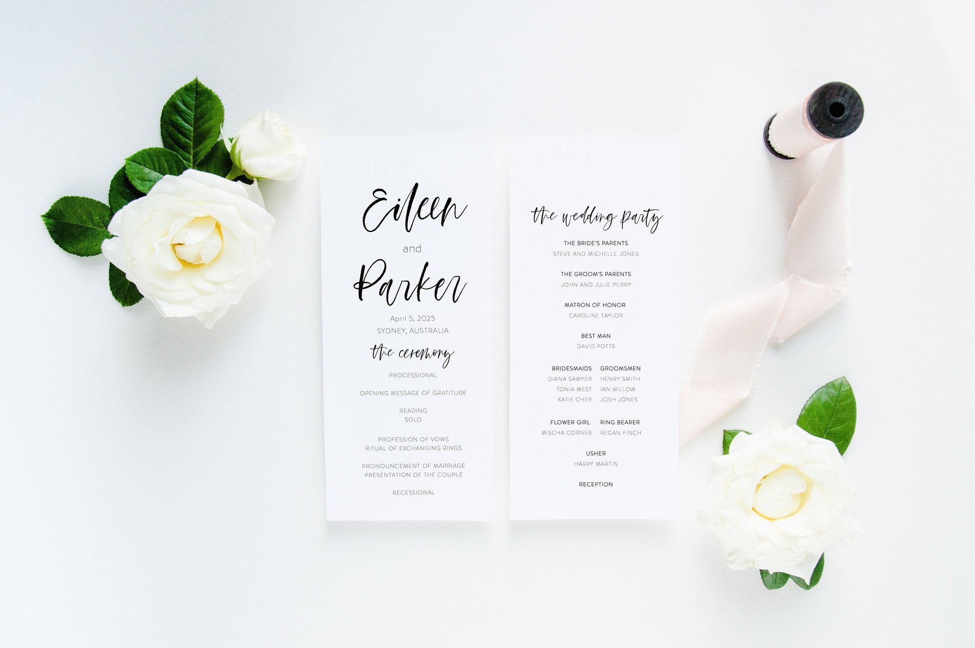 Wedding Program Fan Template Printable Ceremony Programs Editable Template Instant download Minimalist - Eileen MENU|PROGRAMS|TIMELINE SAVVY PAPER CO