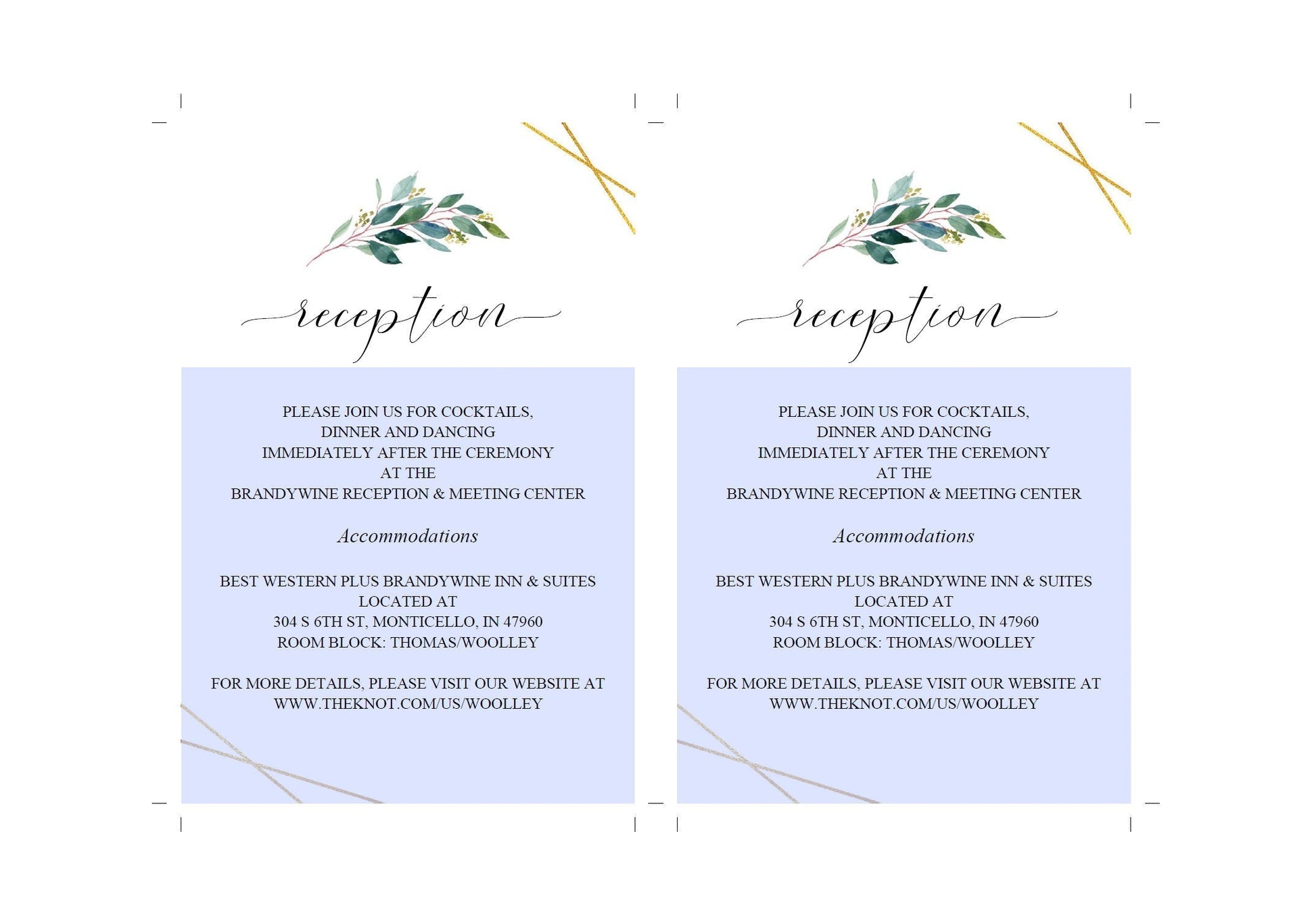 Wedding Reception Card Template, Instant Download Information Card, Wedding Info Card Greenery Gold Reception Template  - Tara RSVP & DETAILS CARDS SAVVY PAPER CO
