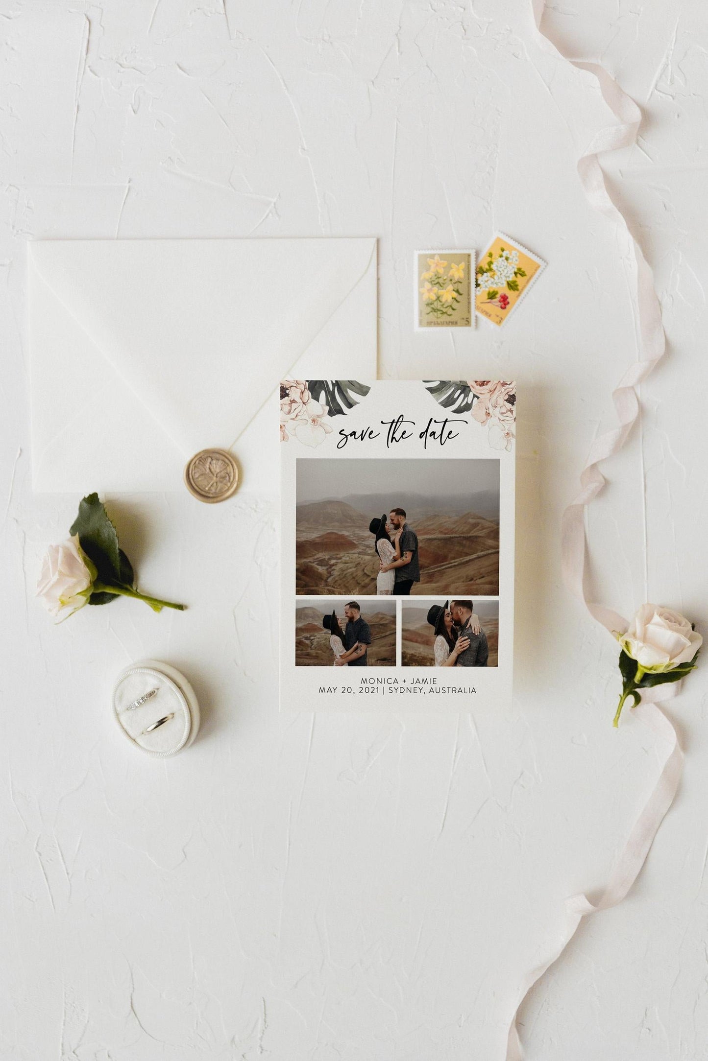 Wedding Save-the-Date Template with photo, Engagement Invite, Editable Save the Dates - MONICA  [ ]