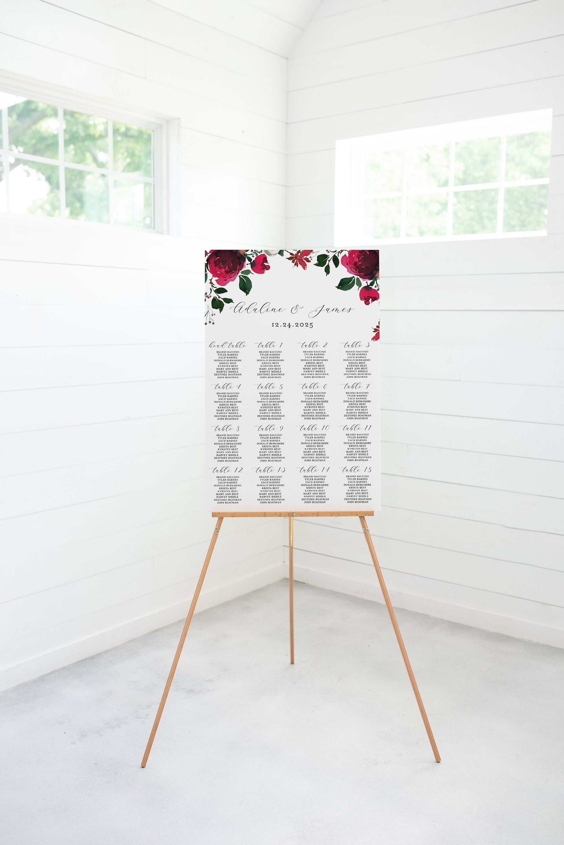 Wedding Seating Chart Template, Printable Christmas Seating Sign, Editable Text INSTANT DOWNLOAD -Ada SEATING CHARTS | CARDS SAVVY PAPER CO