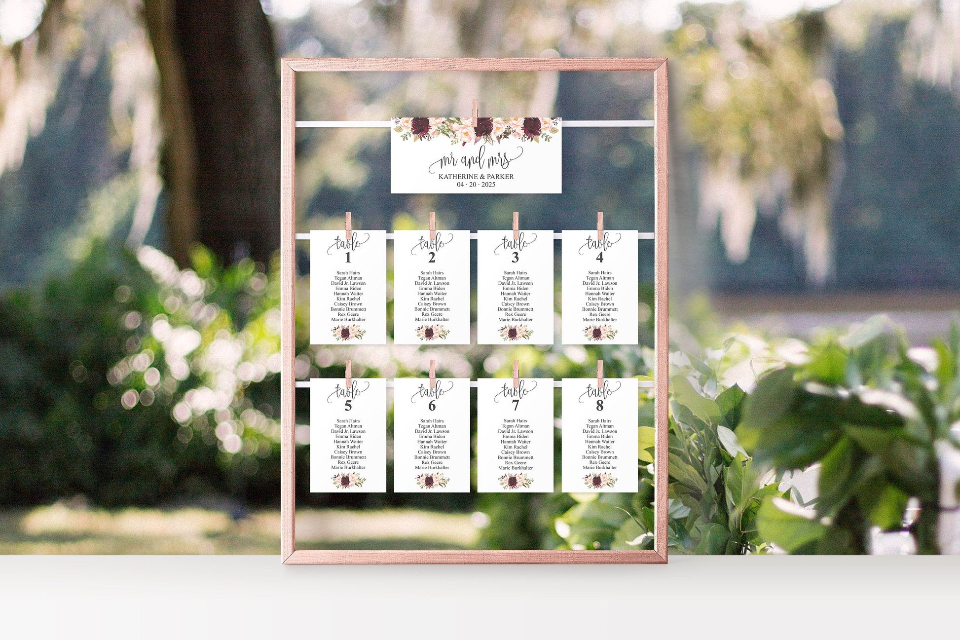 Wedding Seating Chart Template, Printable Floral Burgundy Seating Sign, Seating Cards, Editable Text INSTANT DOWNLOAD -KATHERINE SEATING CHARTS | CARDS SAVVY PAPER CO