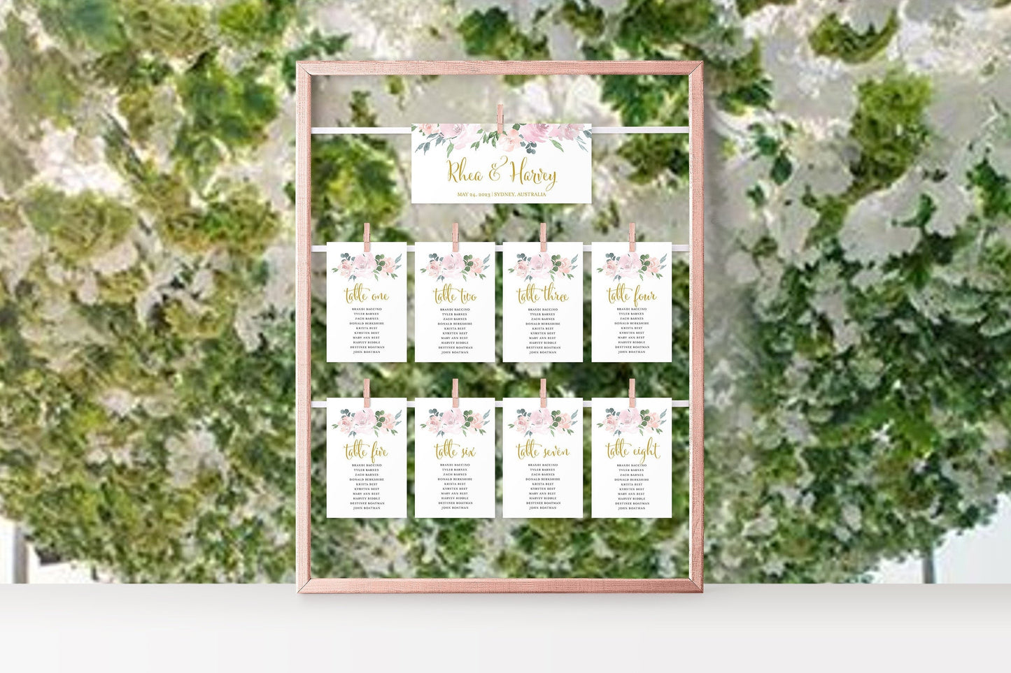 Wedding Seating Chart Template Printable Floral Seating Sign Seating Cards Editable Text INSTANT DOWNLOAD Blush Dusty Blue - Rhea SEATING CHARTS | CARDS SAVVY PAPER CO