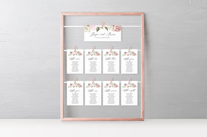 Wedding Seating Chart Template Printable Floral Seating Sign Seating Cards Editable Text INSTANT DOWNLOAD Floral - Harper SEATING CHARTS | CARDS SAVVY PAPER CO