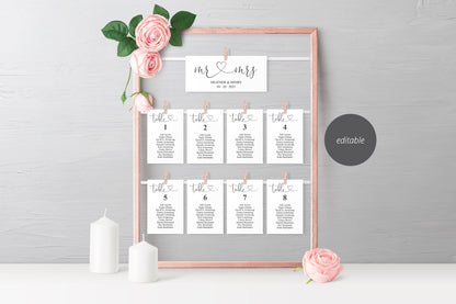 Wedding Seating Chart Template, Printable Floral Seating Sign, Seating Cards, Editable Text INSTANT DOWNLOAD - Heather SEATING CHARTS | CARDS SAVVY PAPER CO