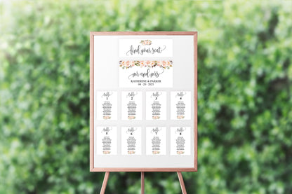 Wedding Seating Chart Template, Printable Floral Seating Sign, Seating Cards, Editable Text INSTANT DOWNLOAD -KATHERINE SEATING CHARTS | CARDS SAVVY PAPER CO