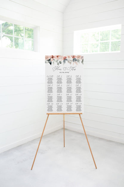 Wedding Seating Chart Template, Printable Seating Sign, Editable Text INSTANT DOWNLOAD - Fleur SEATING CHARTS | CARDS SAVVY PAPER CO