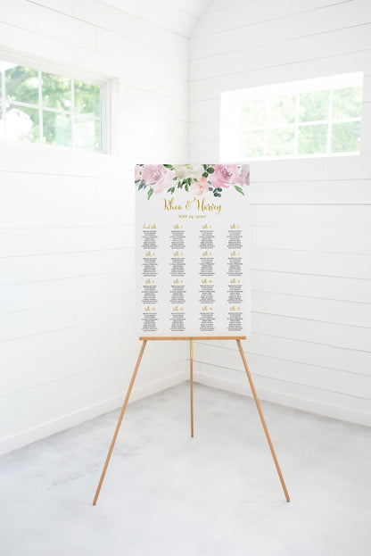 Wedding Seating Chart Template Printable Seating Sign Editable Text INSTANT DOWNLOAD - Grace SEATING CHARTS | CARDS SAVVY PAPER CO