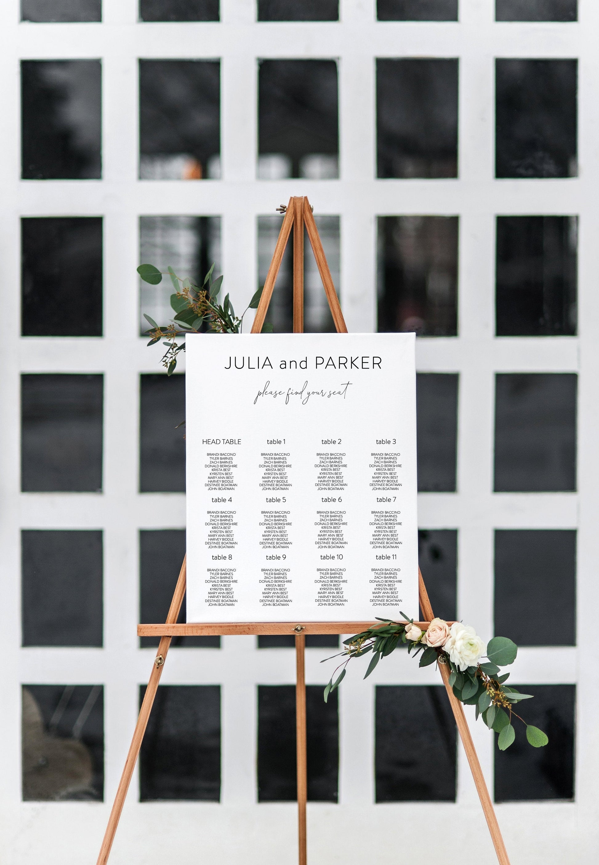 Wedding Seating Chart Template, Printable Seating Sign, Editable Text, INSTANT DOWNLOAD - Julia SEATING CHARTS | CARDS SAVVY PAPER CO