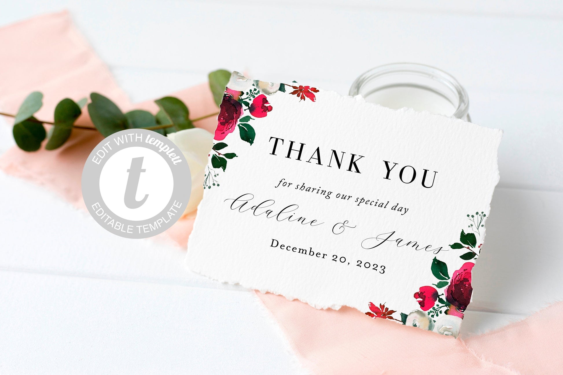 Wedding Thank You Card Instant Download, Christmas Thank you Cards, Winter Holiday Printable Wedding Cards - Ada TAGS | TY | INSERTS SAVVY PAPER CO