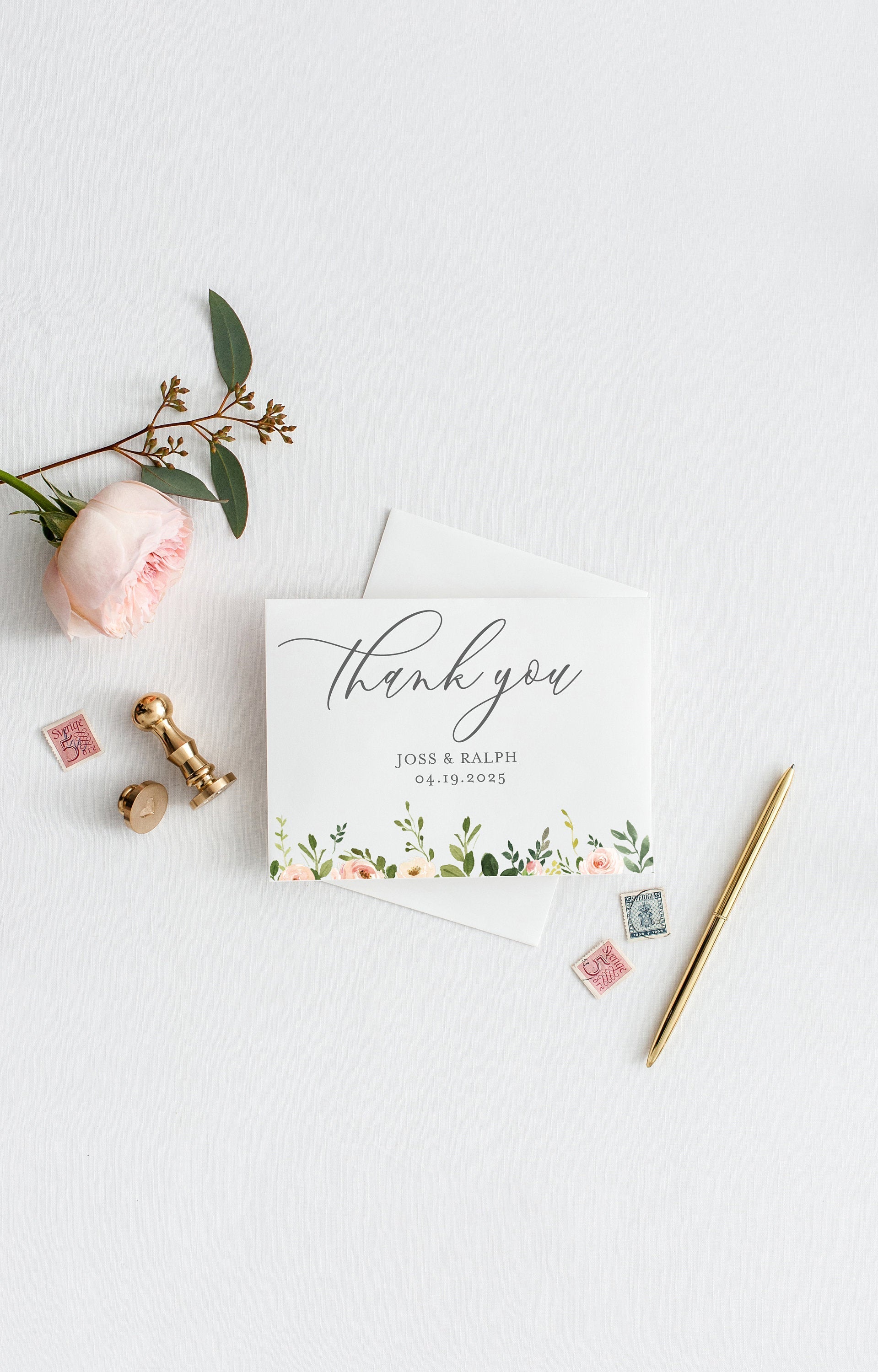 Wedding Thank You Card, Instant Download, Thank you Cards, Printable Thank You, Greenery Wedding - JESS  SAVVY PAPER CO