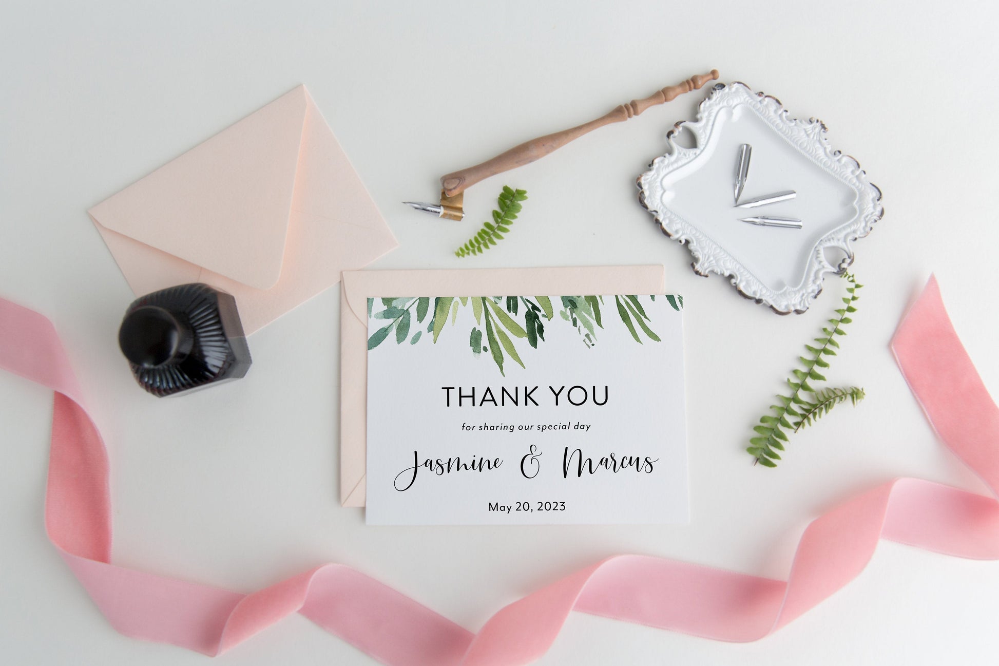 Wedding Thank You Card, Instant Download, Thank you Cards, Printable Thank You, Wedding Cards, Calligraphy  - Jasmine TAGS | TY | INSERTS SAVVY PAPER CO