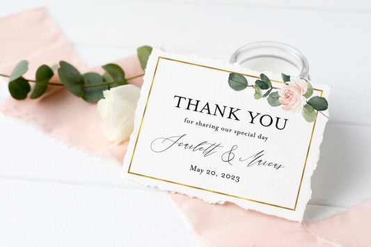 Wedding Thank You Card, Instant Download, Thank you Cards, Printable Thank You, Wedding Cards, Calligraphy  - Scarlett TAGS | TY | INSERTS SAVVY PAPER CO