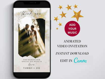Wedding Thank you card Video, Electronic Animated Wedding thank you, Custom Wedding card, Wedding Animated Card with fireworks  SAVVY PAPER CO