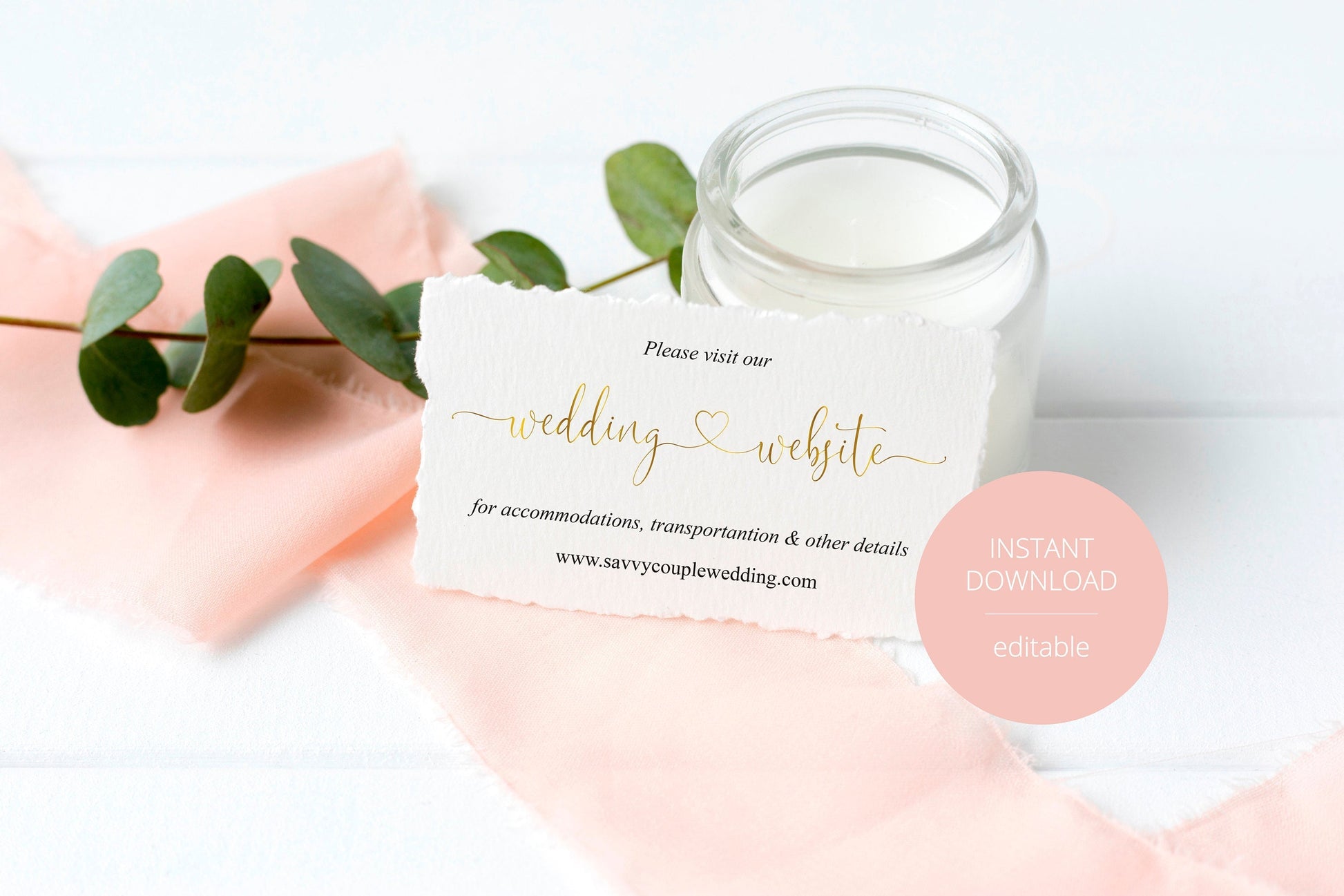 Wedding Website Card Insert Template, Website Insert Cards, Wedding Insert Cards, Visit our Website, Wedding Invitation Insert Gold -Heather TAGS | TY | INSERTS SAVVY PAPER CO