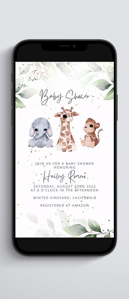 Baby Shower Video Invitation Template, Electronic Woodland Animated Invitation, Baby Shower Electronic Invite, Evite Digital Download