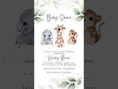 Baby Shower Video Invitation Template, Electronic Woodland Animated Invitation, Baby Shower Electronic Invite, Evite Digital Download