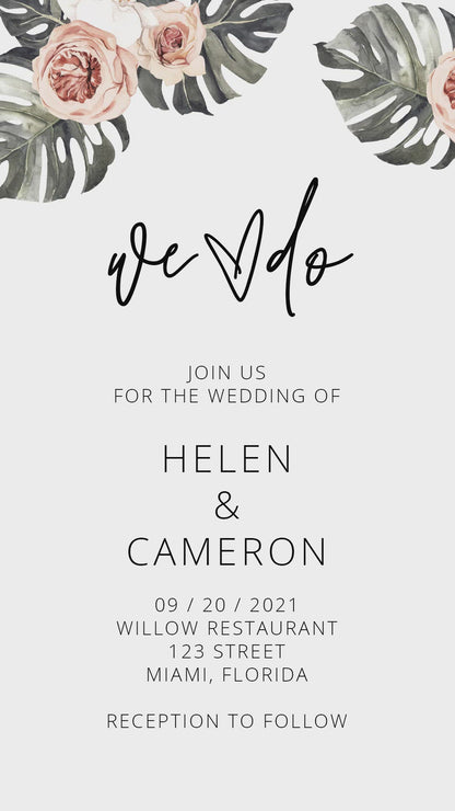 Instant Download Boho Wedding Video Evite, Electronic Invite, Wedding Video Invitation, Animated Invitation