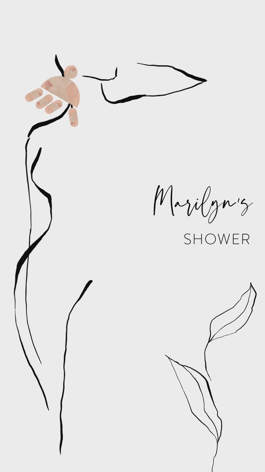 Feminine Bridal Shower Video Invitation, Mp4 Invites, Animated Female Body Line Brunch and Bubbly Invite