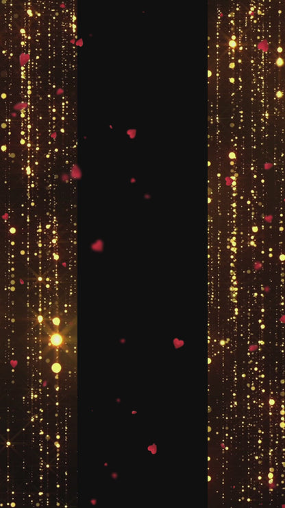 Valentine's Day Animated Glitter Card, Video Invite, Gold Glitter Curtain with Falling Hearts