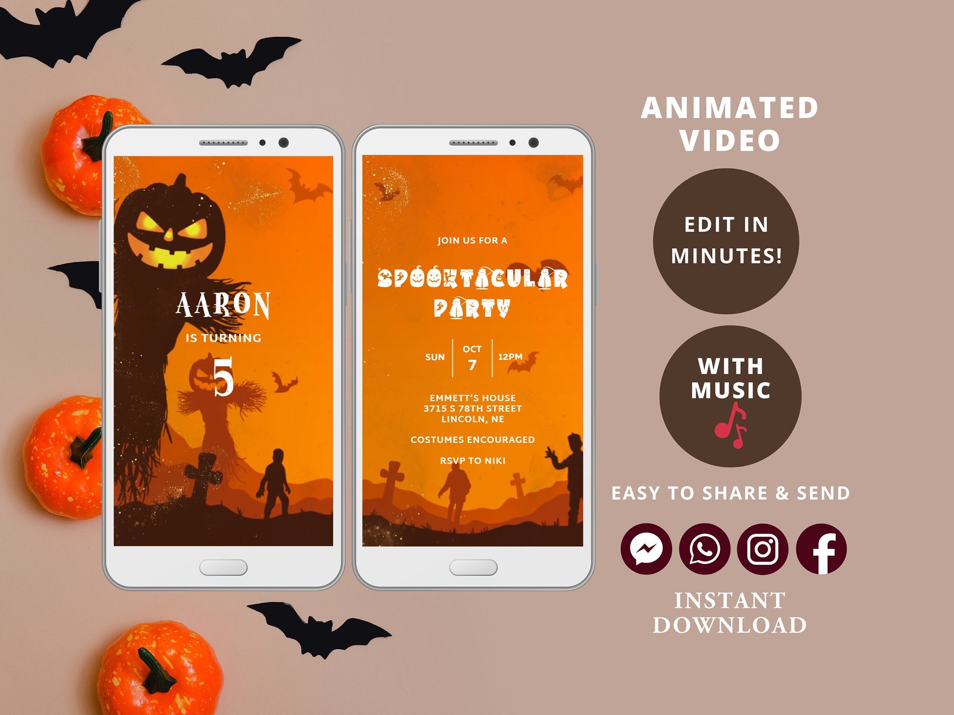 Spooktacular Halloween, Halloween Birthday Invitation, Halloween Invitation, Video invitation, Halloween Invite, Halloween Party Invite